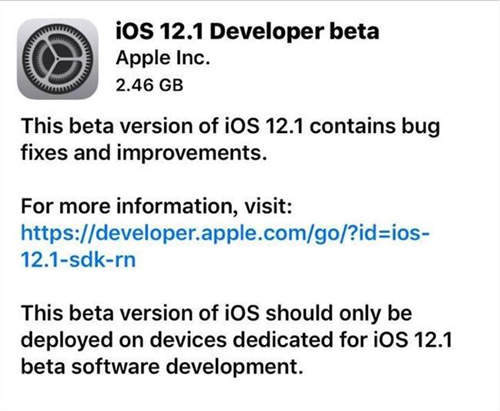 马不停蹄 苹果推送iOS 12.1测试版