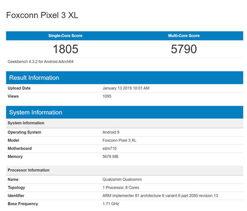 谷歌Pixel 3 Lite XL跑分多少 搭载骁龙710