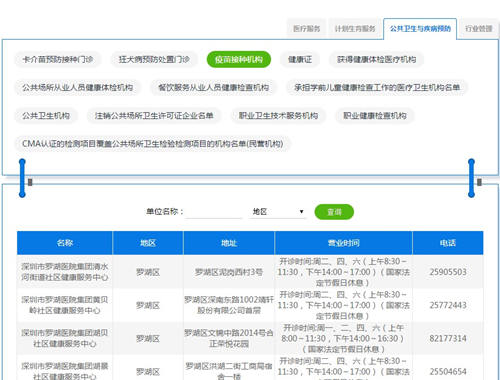 深圳龙华区疫苗接种地址及电话一览