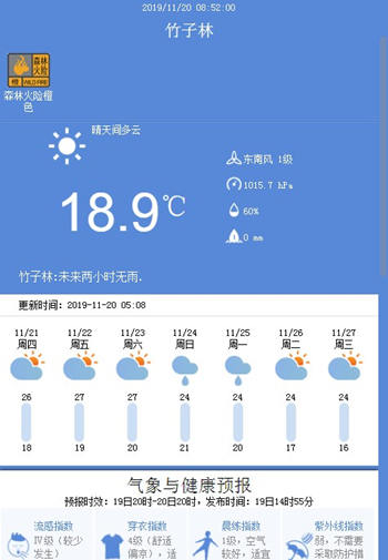 深圳11月26日天气 广东各地最低温度不超20℃