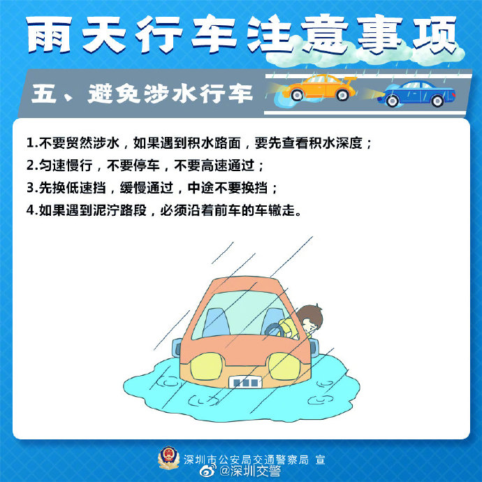 雨天来袭!深圳交警教您雨天行车技巧