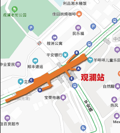 新站点 深圳地铁4号线北延段观澜站出入口详情
