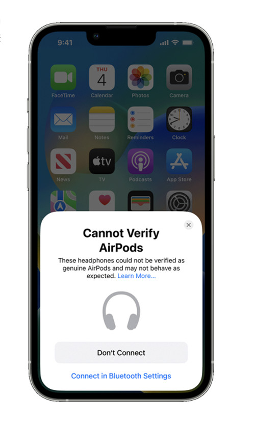 苹果宣布 iOS 16 将检测假冒 AirPods，iPhone 弹窗已出现警告