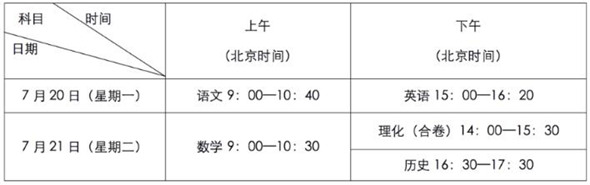 2020深圳中考考试具体时间安排表