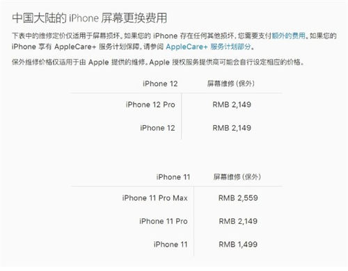 iPhone 12手机官方屏幕维修价格是多少