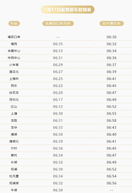 2021年7月17日起深圳地铁4号线提早运营详情