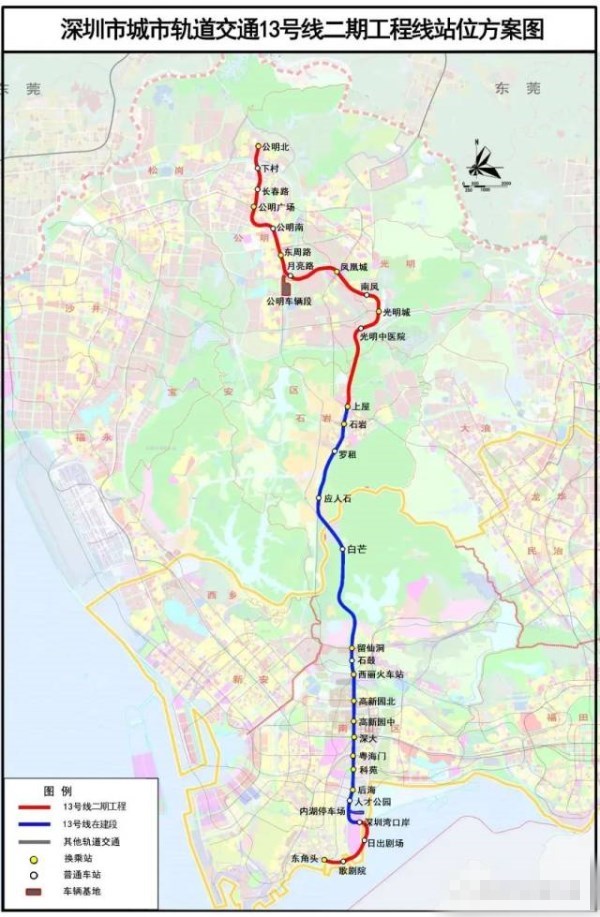 深圳光明区地铁网络建设及规划一览 地铁6号线支线一期预计明年通车